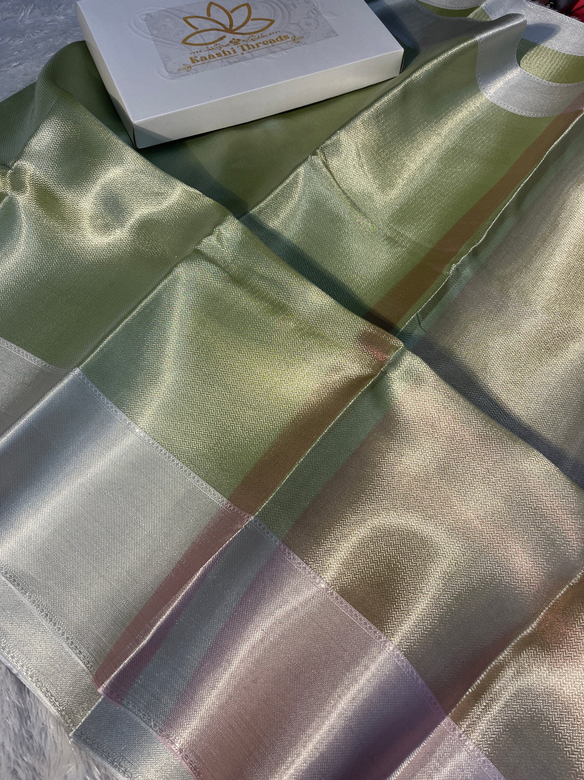 Parrot with White Tissue Silk Saree Ts35