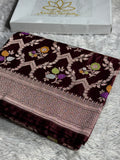 Wine Mashru Kataan Silk Saree with Meenakari Jaal Woven Design & Rich Zari Pallu | MKS634
