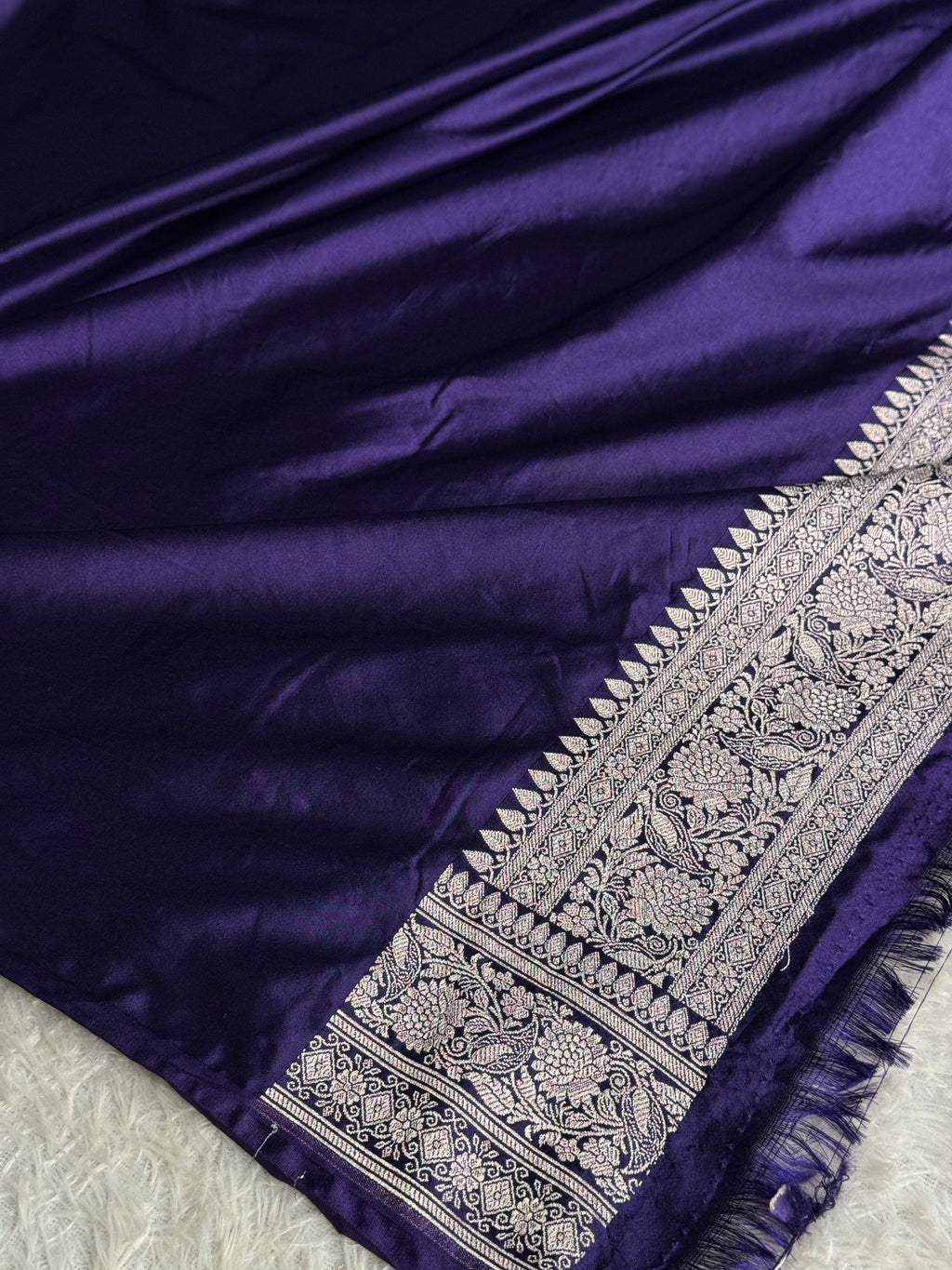 Purple Mashru Kataan Silk Banarasi Saree with Meenakari Zari Jaal Design | MKS745