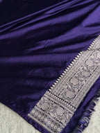 Purple Mashru Kataan Silk Banarasi Saree with Meenakari Zari Jaal Design | MKS745
