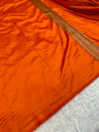 Rust Orange Banarasi Dupion Silk Saree with Embossed Antique Zari Weaving & Rich Antique Zari Pallu | STF58