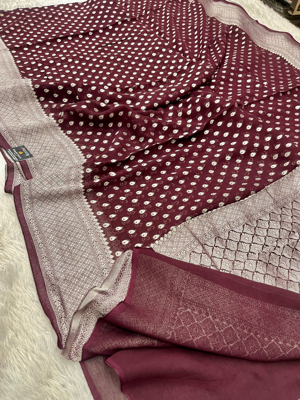 Banarsi Pure Natural Georgette Almond Buti  Design VSG06