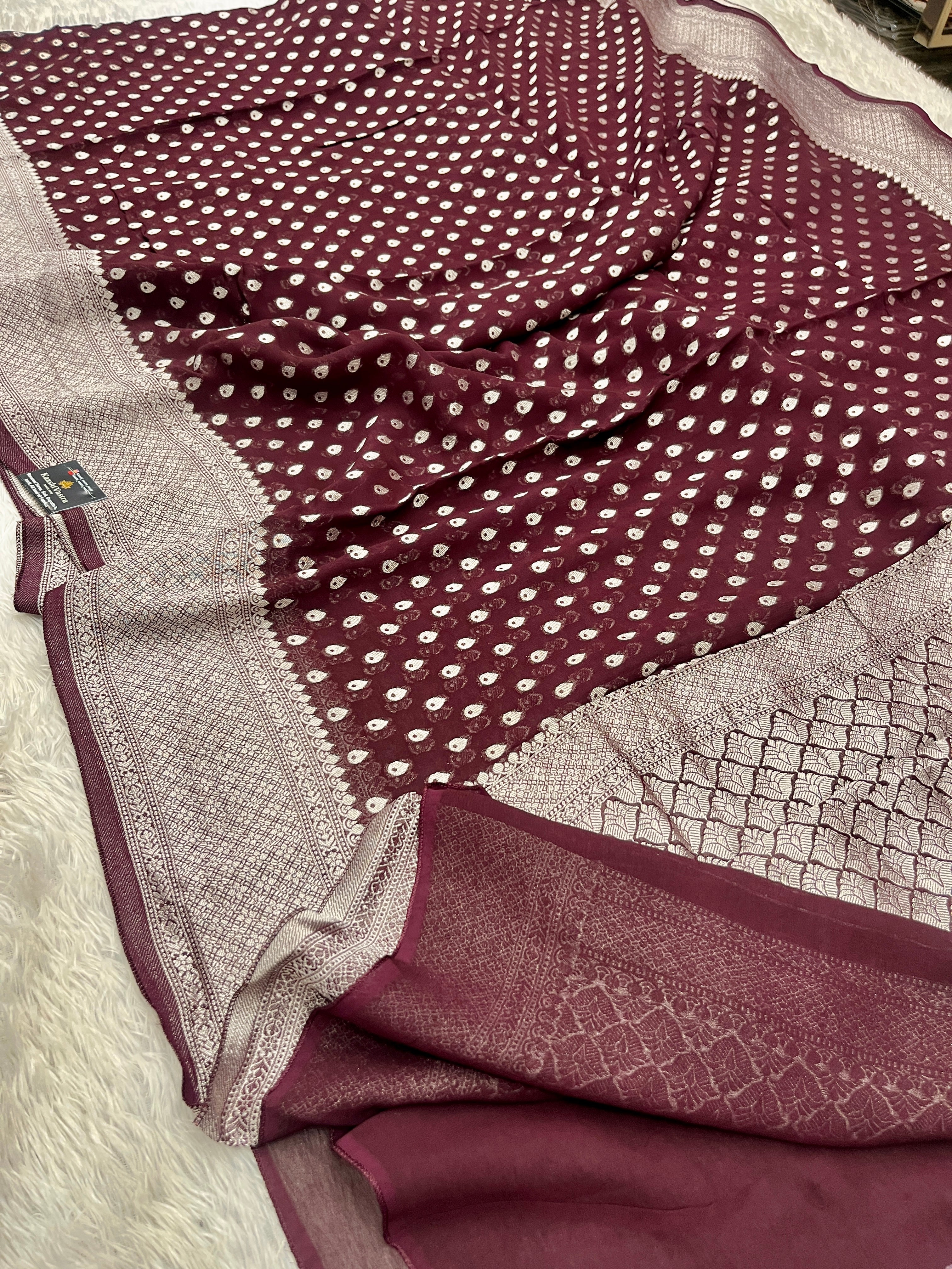 Banarsi Pure Natural Georgette Almond Buti  Design VSG06
