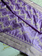MKS303 – Mauve Banarasi Mashru Silk Saree with Jaal Woven Design & Rupa Sona Zari