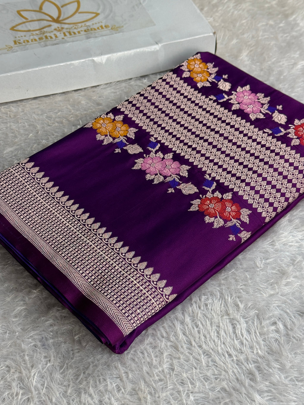 Purple Magenta Mashru Kataan Silk Banarasi Saree with Zari Meenakari Weaving | MKS742