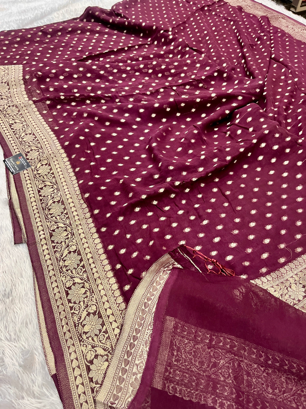 Banarsi Pure Natural Georgette Traditional Patti Buti  Design VSG05