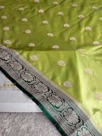 Sea Green Mashru Kataan Silk Banarasi Saree with Green Border & Rich Zari Pallu | MKS744