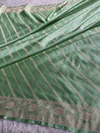 Banarasi Mashru Silk Saree in Light Pista Green | All-Over Zari Woven Design with Rich Zari Pallu | MKS846