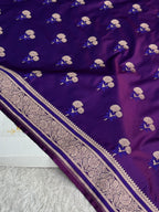 Purple Magenta Dual Shade Mashru Kataan Silk Banarasi Saree | MKS722 | Kaashi Threads