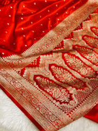 Premium Mashru Kataan Silk Saree with Star Buti Motifs and Luxurious Zari Pallu – MKS410