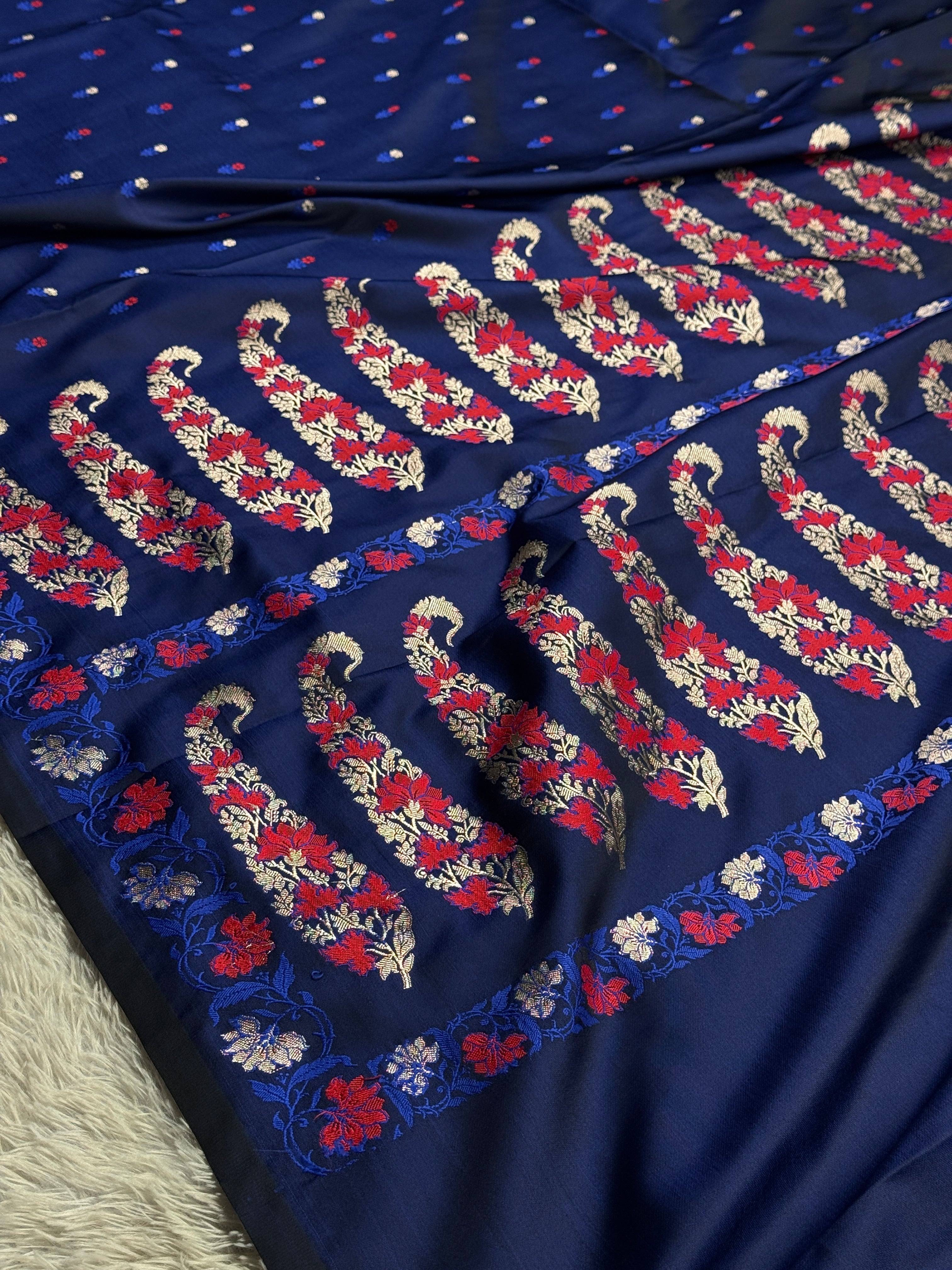 ✨ Royal Blue Mashru Silk Saree with Meena Woven Design MKS315