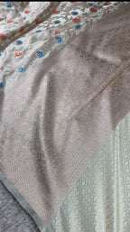 Beige Mashru Kataan Silk Saree with Meenakari Jaal Design & Rich Zari Pallu – MKS635