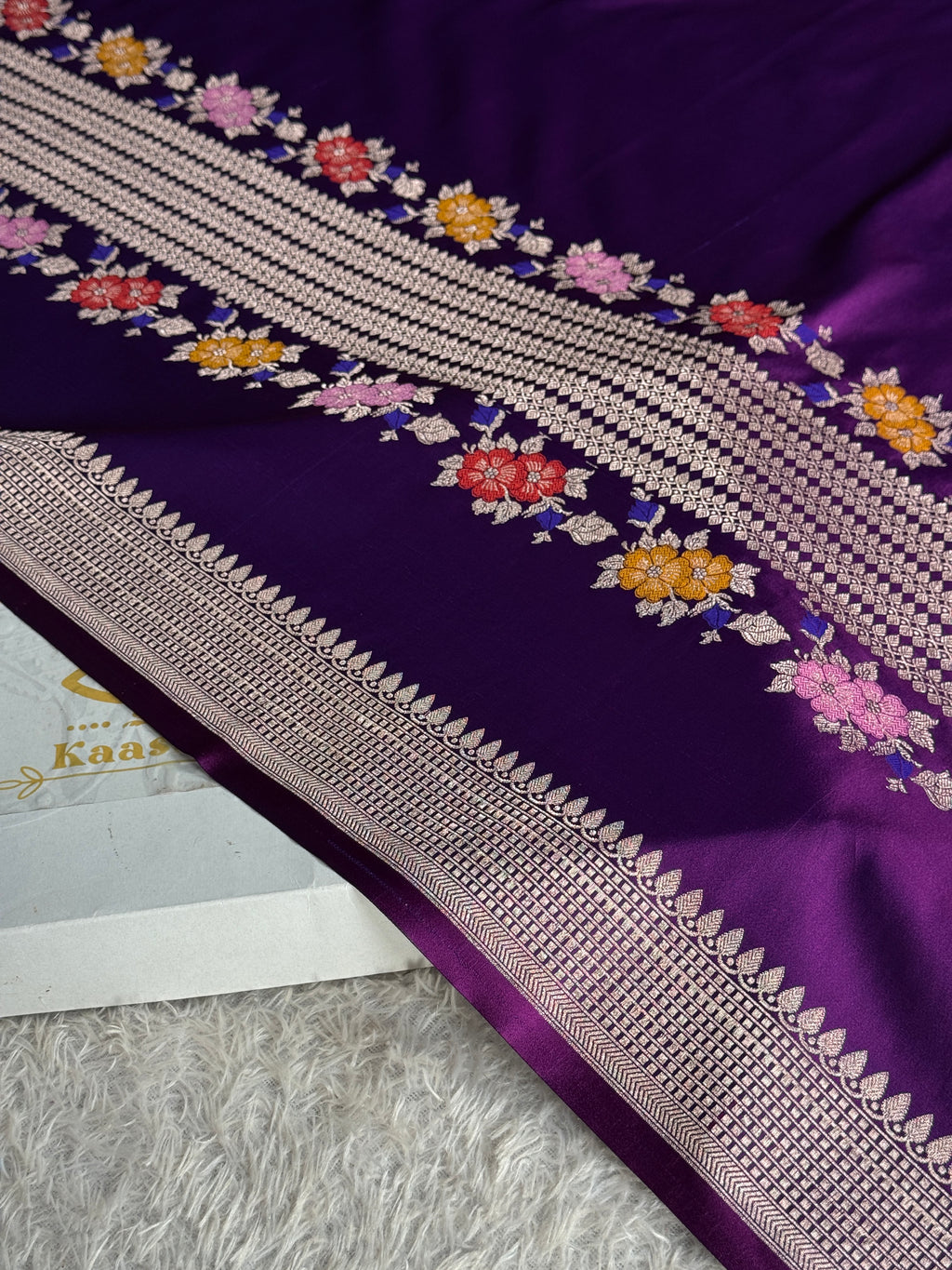 Purple Magenta Mashru Kataan Silk Banarasi Saree with Zari Meenakari Weaving | MKS742