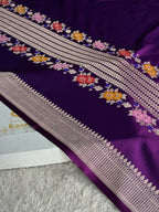 Purple Magenta Mashru Kataan Silk Banarasi Saree with Zari Meenakari Weaving | MKS742