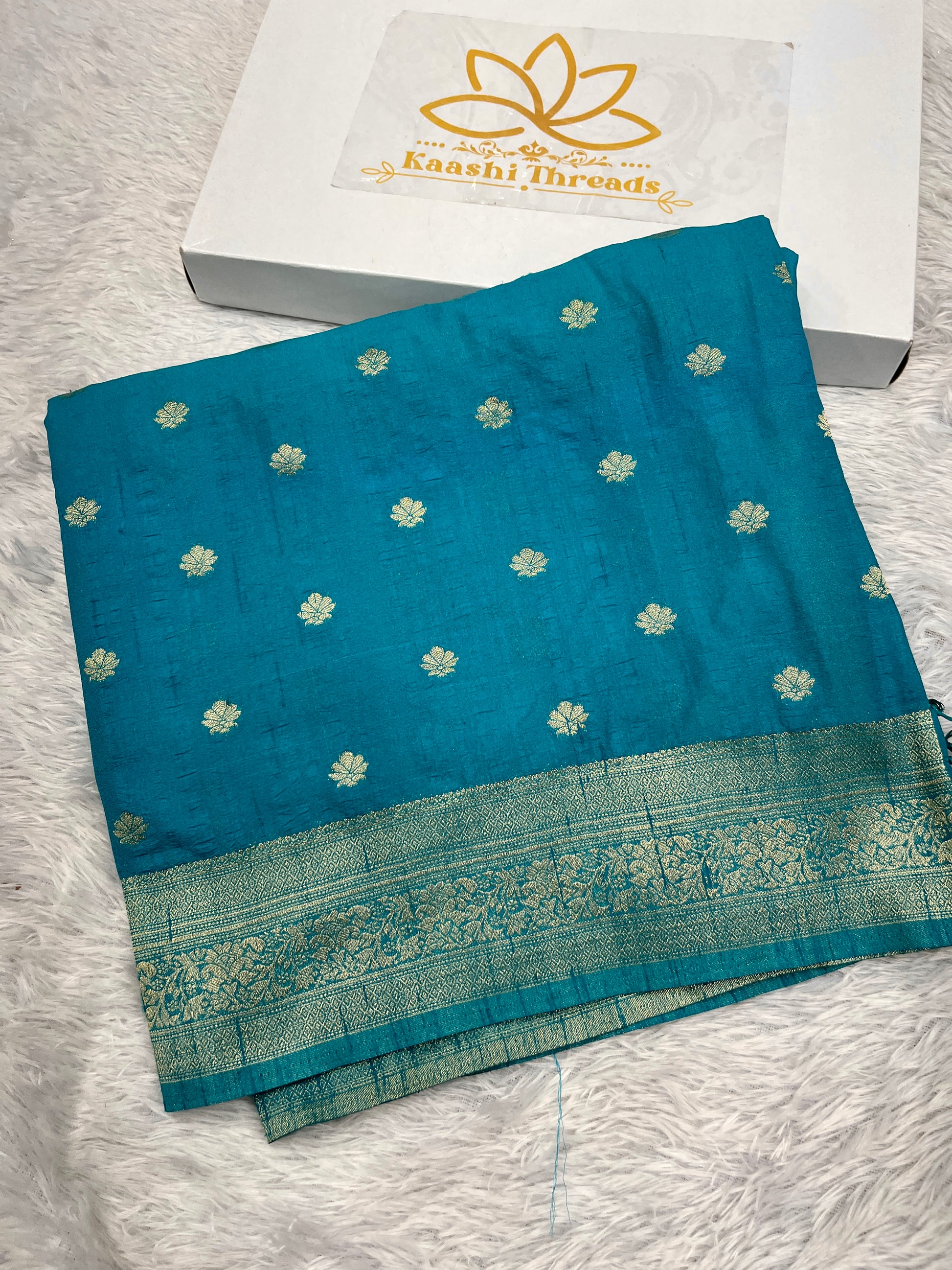Raw Silk Light blue  Buti Saree RS001