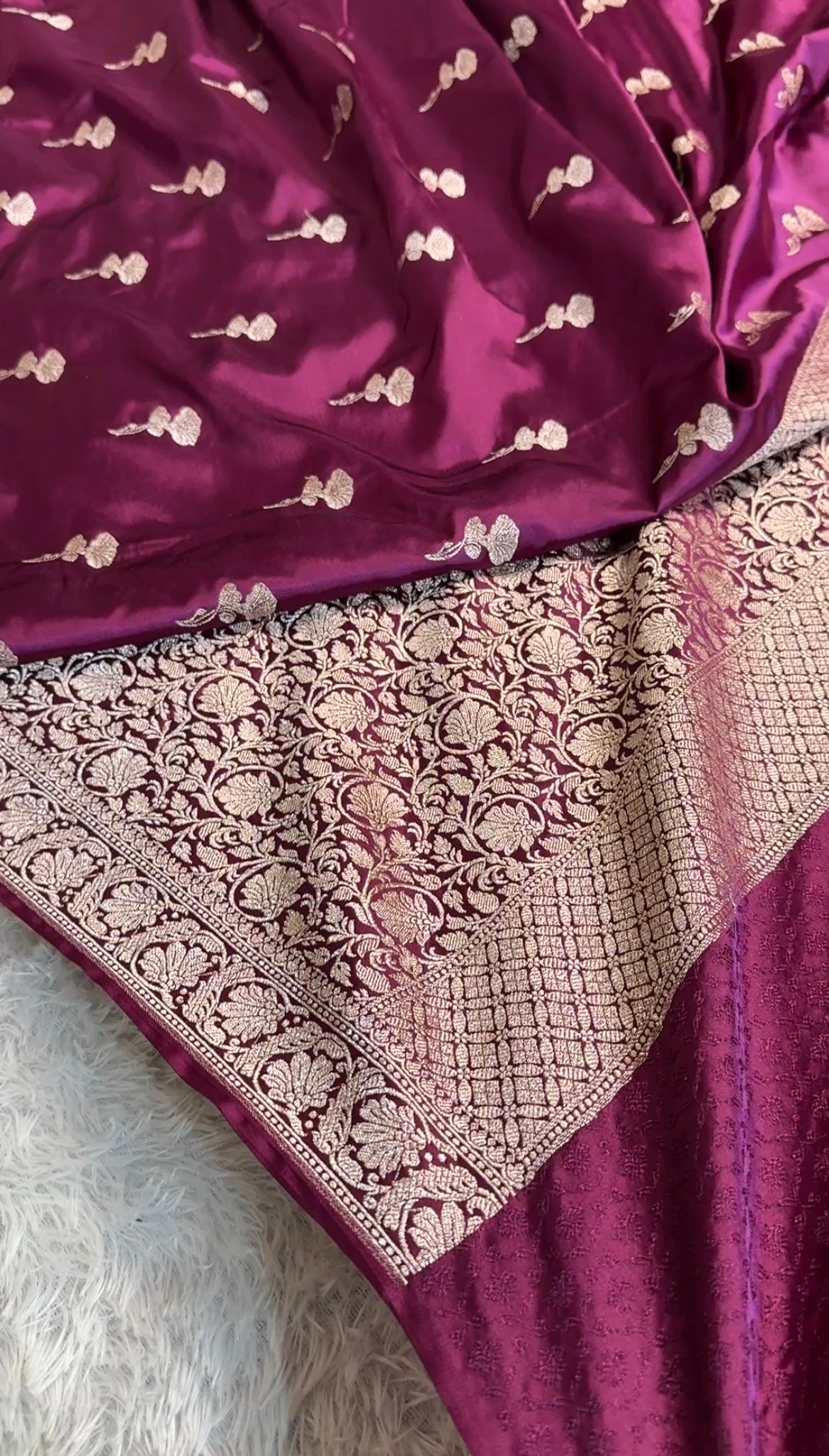 Wine Banarasi Mashru Silk Saree with Jacquard Fancy Buta Weave MKS091