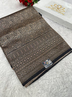 Black Banarasi Dupion Silk Saree with Embossed Antique Zari Weaving & Rich Antique Zari Pallu | STF90