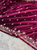 Banarasi Mashru Kataan Silk Saree Featuring Zari Rose Buta Design with Rich Zari Pallu – MKS412