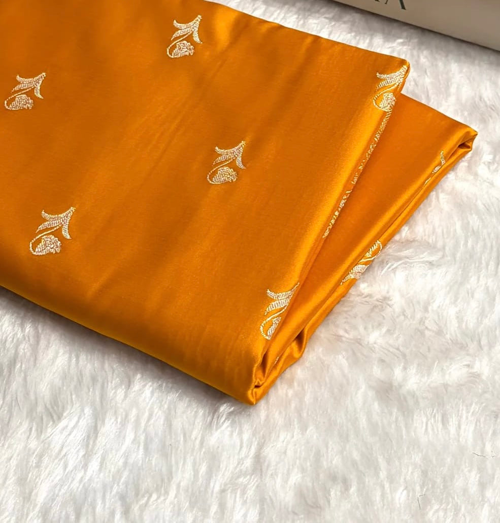 ✨ Mashru Kataan Silk Saree with Buta Woven Pattern, Ikkat Border & Rich Zari Pallu MKS407