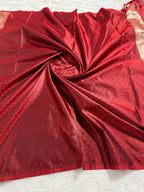 Maroon & Black Rangkaat Banarasi Mashru Silk Saree with Jacquard Woven Jaal  MKS033