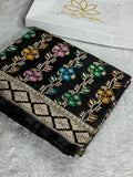Banarasi Black Mashru Silk Saree with Zari Woven Meena Work – MKS361