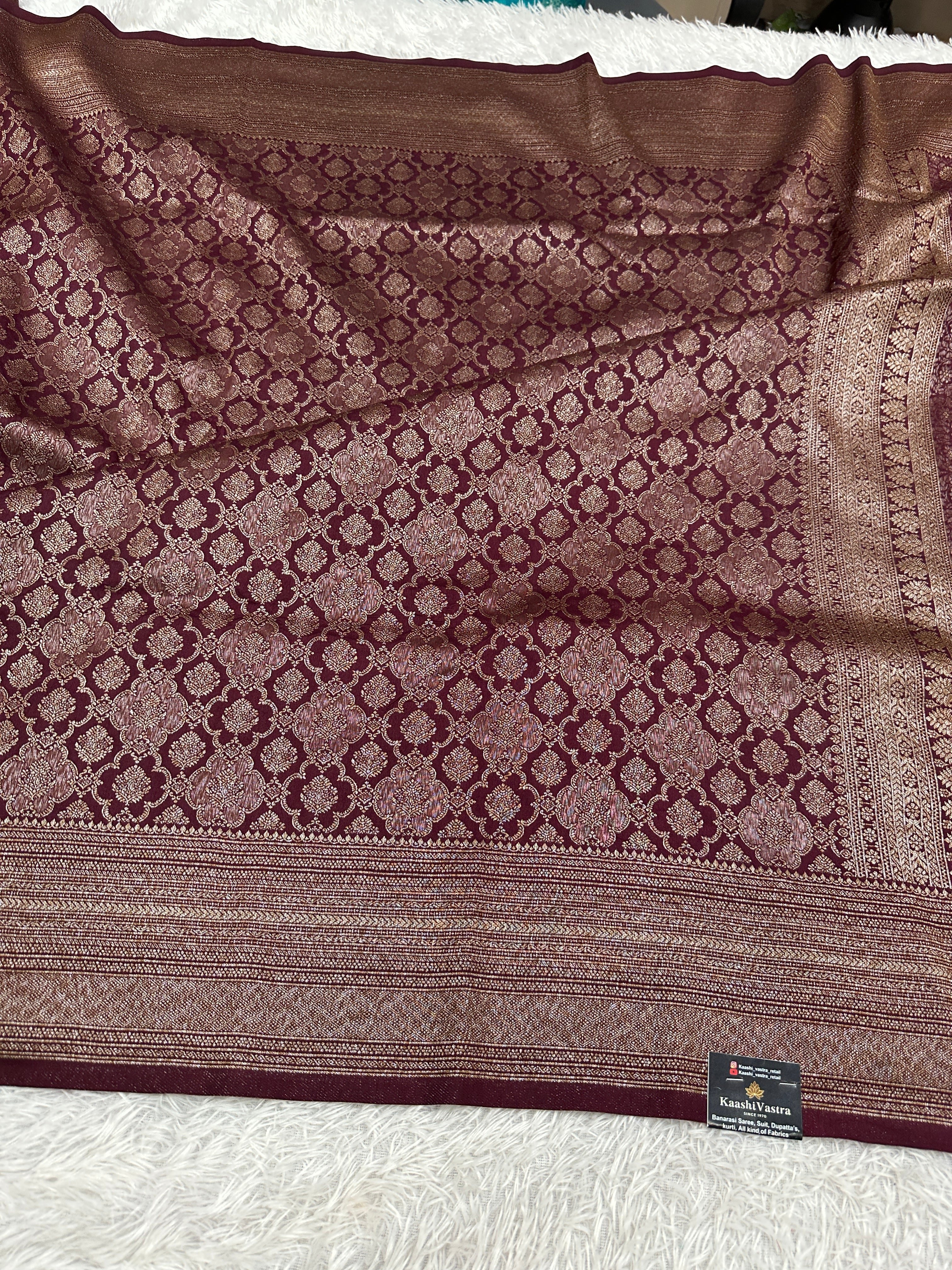 Wine Banarasi Dupion Silk Saree with Embossed Antique Zari Weaving & Rich Antique Zari Pallu | STF99