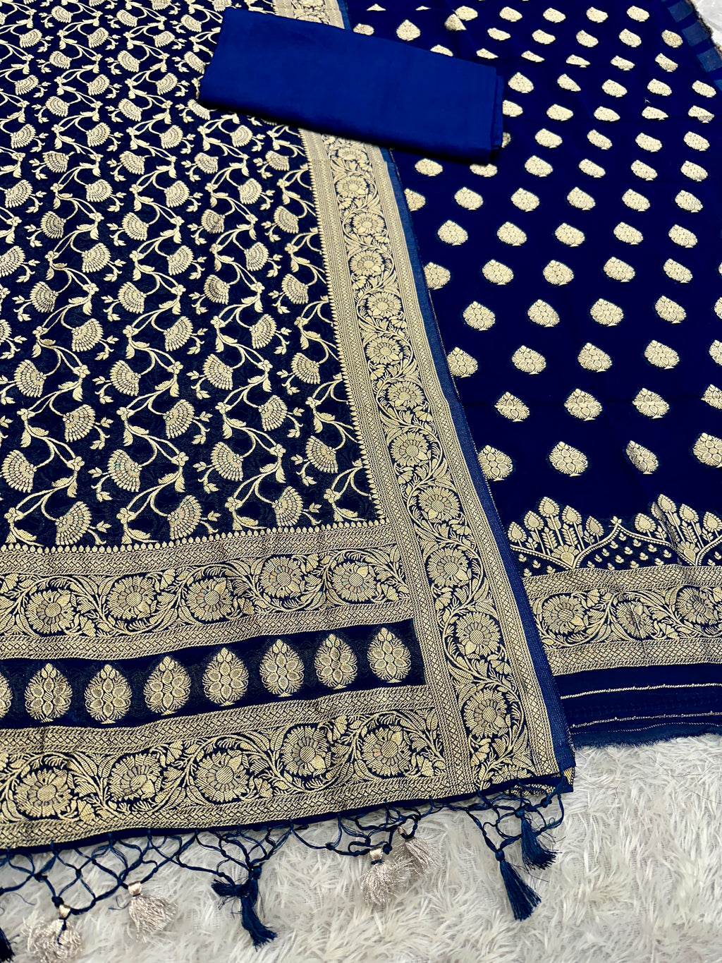 Banarasi Jacquard Zari Georgette Suit Dress – 3 Pc Set MSS21