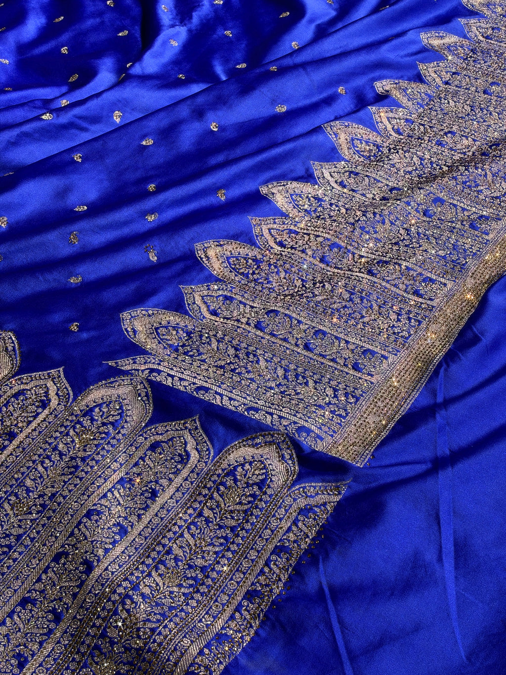 Mashru Kataan Silk Saree with Buta Woven Design & Siroski Stone Work | Rich Zari Pallu | MKS843