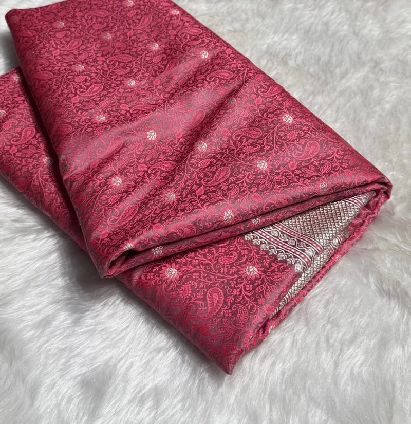 Banarasi Mashru Kataan Silk Saree Featuring Tanchoi Zari Meena Work with Rich Pallu – MKS411