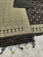 ✨ Banarasi Jacquard Gap Buti HO Silk 3-Piece Unstitched Dress Material MSS15