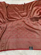 Red Banarasi Dupion Silk Saree with Embossed Antique Zari Weaving & Rich Antique Zari Pallu | STF85