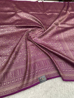 Magenta Banarasi Dupion Silk Saree with Embossed Antique Zari Weaving & Rich Antique Zari Pallu | STF88
