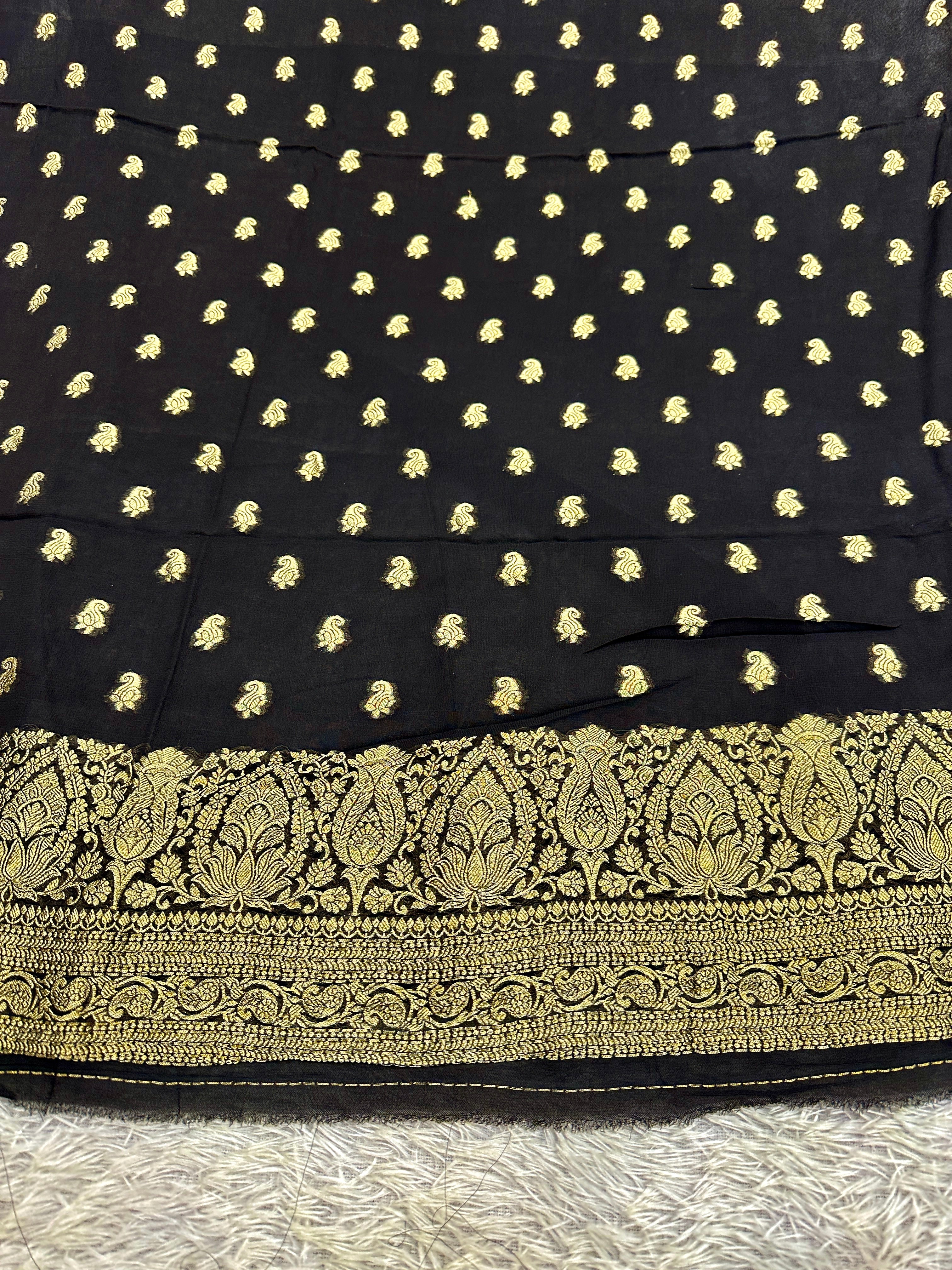 Banarasi Jacquard Zari Georgette Suit Dress – 3 Pc Set MSS23