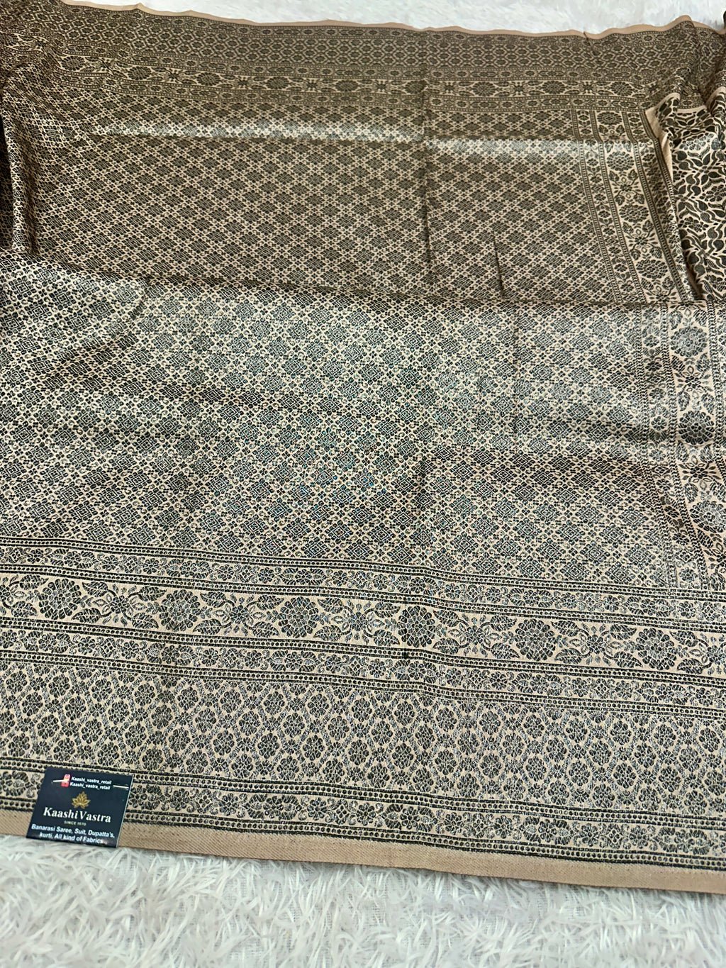 STF47 – Regal Pitch Dupion Saree with Silver-Black Antique Zari Weaving