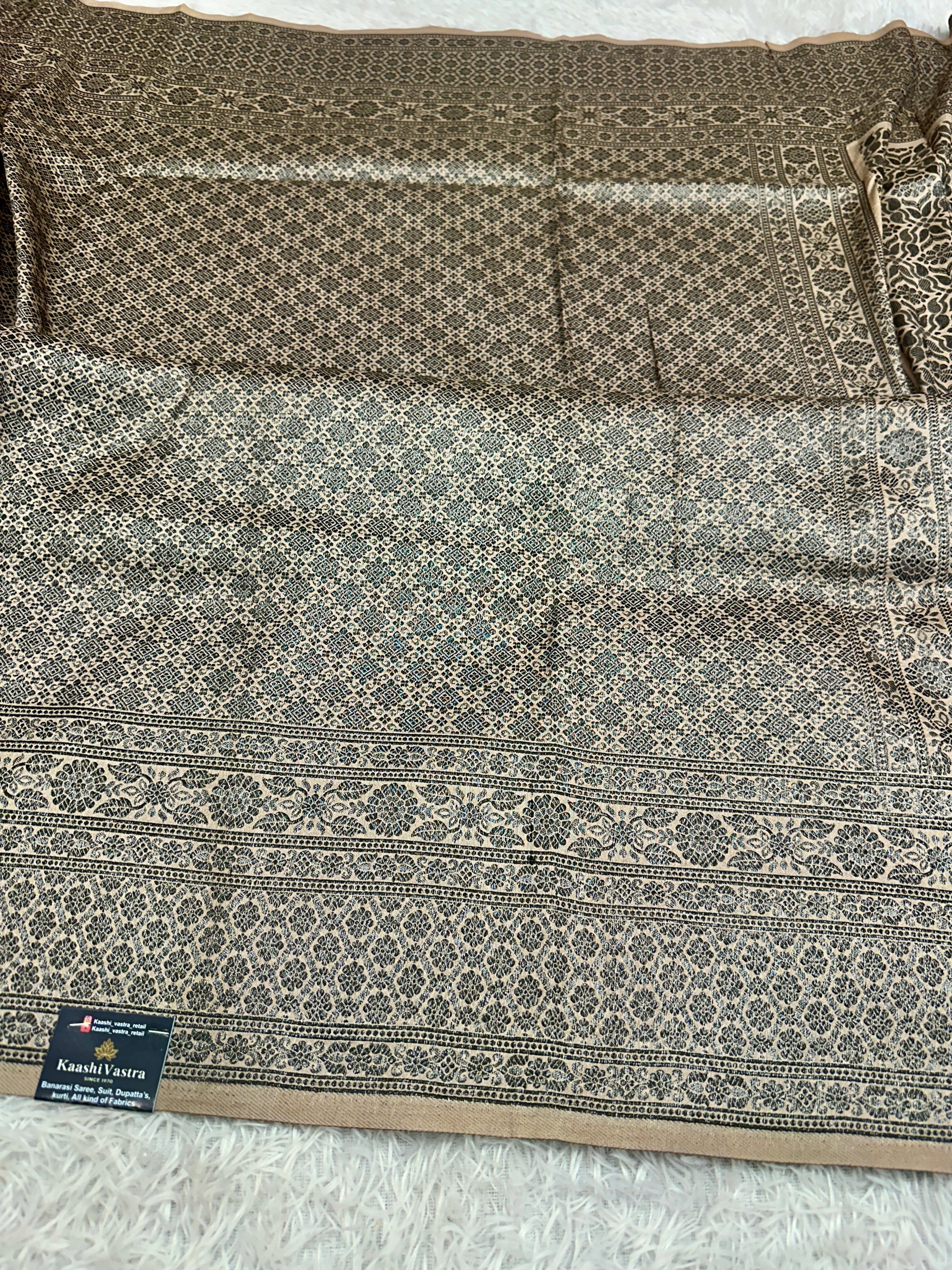 STF47 – Regal Pitch Dupion Saree with Silver-Black Antique Zari Weaving