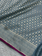 Grey Mashru Kataan Silk Banarasi Saree – Zari Woven Border & Rich Pallu MKS511