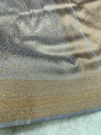 Grey Banarasi Dupion Silk Saree with Embossed Antique Zari Weaving & Rich Antique Zari Pallu | STF64