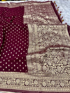 Banarsi Pure Natural Georgette Traditional Patti Buti  Design VSG05