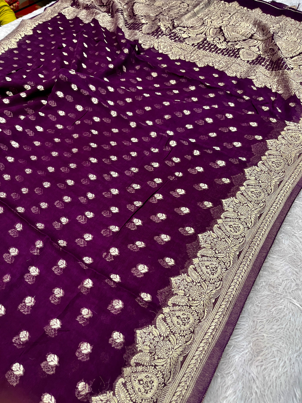 Banarsi Pure Natural Georgette Traditional Buta Design VSG04