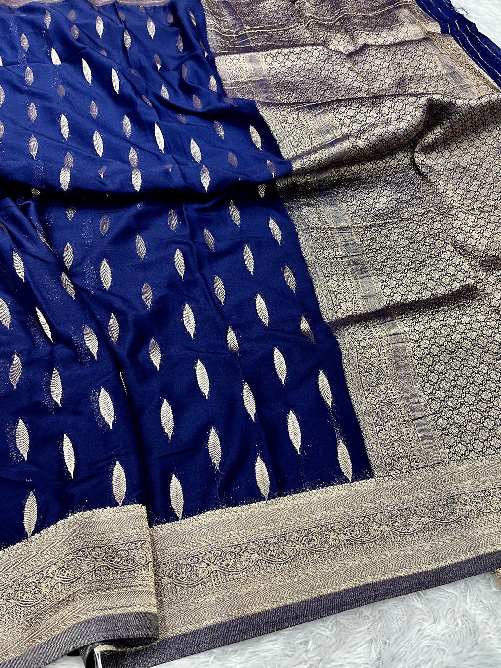 Chinon Silk Andakar Navy Blue  Color Saree CN02
