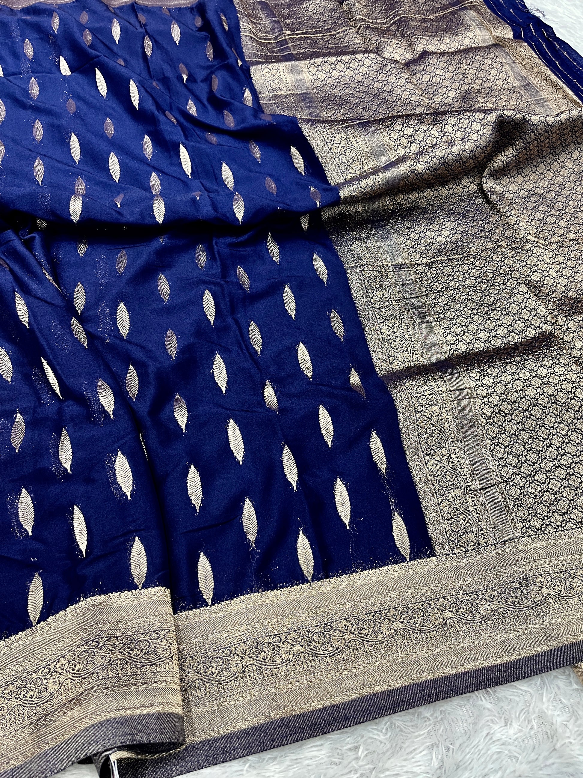 Chinon Silk Andakar Navy Blue  Color Saree CN02