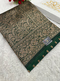 Green  Banarasi Dupion Silk Saree with Embossed Antique Zari Weaving & Rich Antique Zari Pallu | STF110