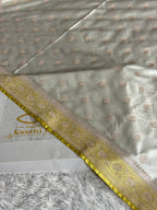 Cream with Lemon Yellow Contrast Mashru Kataan Silk Saree with Rich Zari Woven Pallu | MKS644