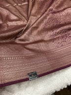 Wine Banarasi Dupion Silk Saree with Embossed Antique Zari Weaving & Rich Antique Zari Pallu | STF94