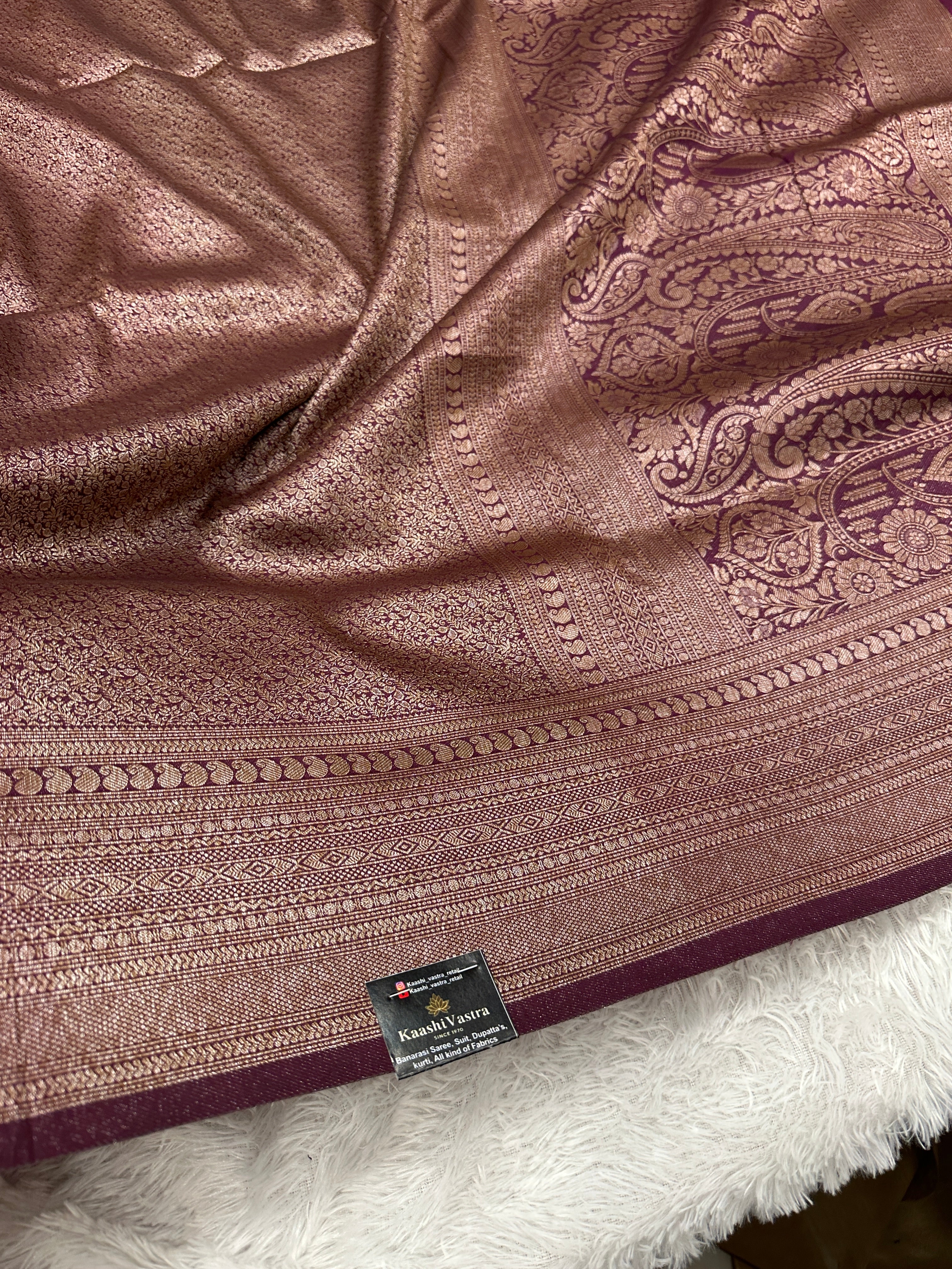 Wine Banarasi Dupion Silk Saree with Embossed Antique Zari Weaving & Rich Antique Zari Pallu | STF94