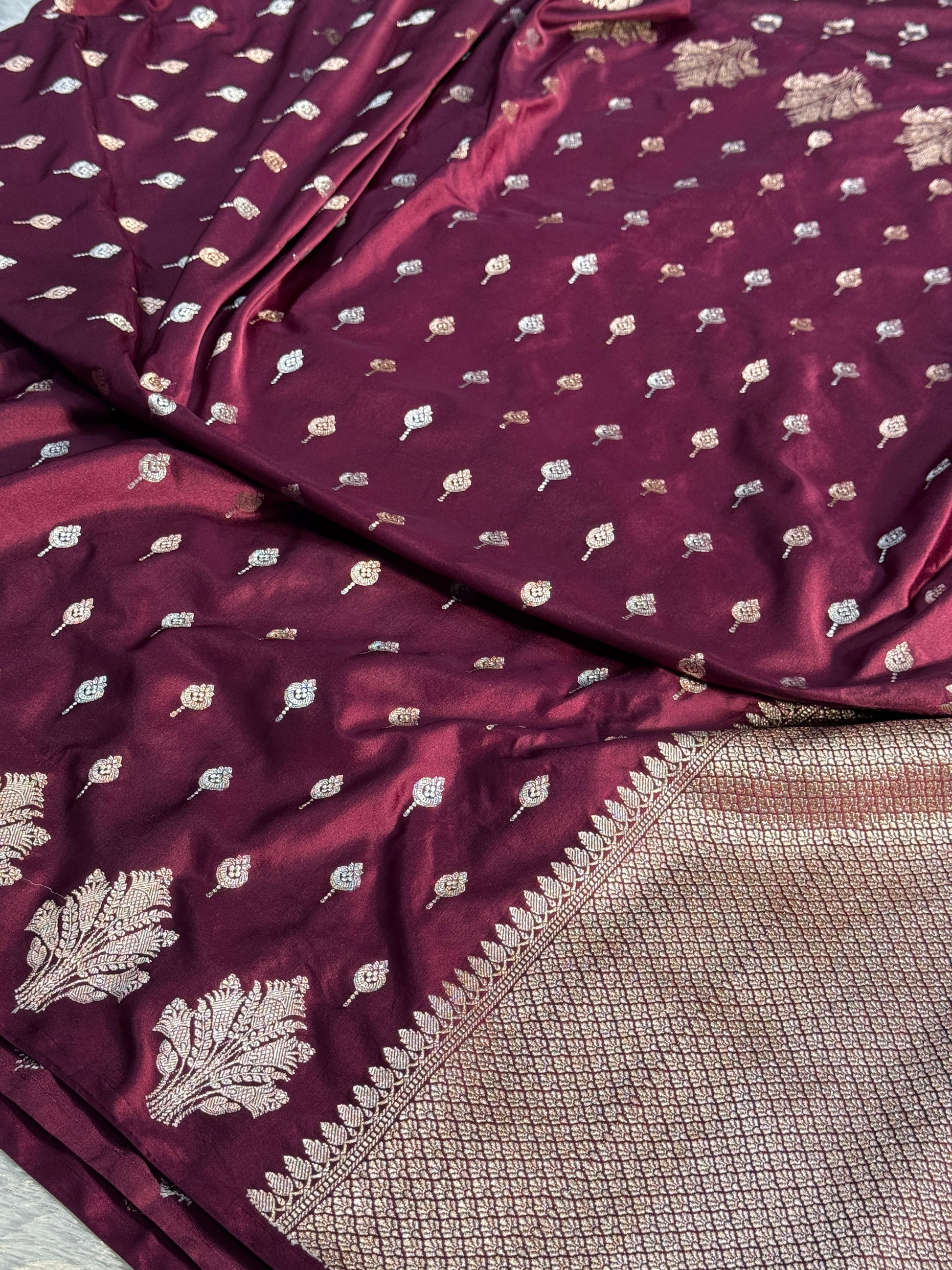 Mango Pattern Mashru kataan Silk Saree Ms21