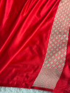 Red Ghat Silk Saree with Rich Zari Woven Pallu & Zari Border – MKS817