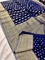 Chinon Silk Karry  Buta  Design Navy blue Saree CN07