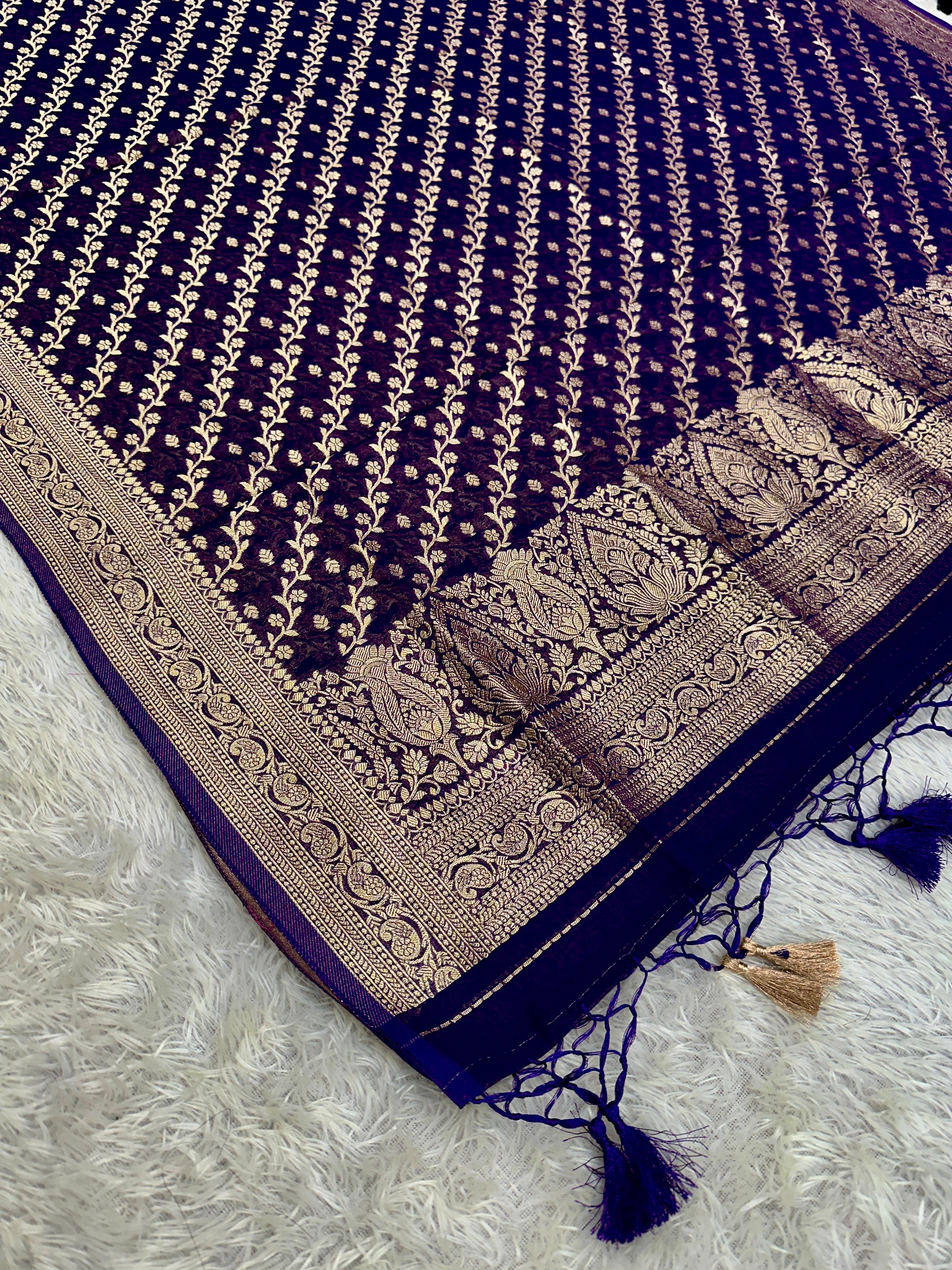 Banarasi Jacquard Zari Georgette Suit Dress – 3 Pc Set MSS23