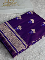 Purple Magenta Dual Shade Mashru Kataan Silk Banarasi Saree | MKS722 | Kaashi Threads
